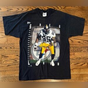 VTG 90s Pittsburgh Steelers Greg Lloyd Pro Player Graphic T-Shirt USA Rare Large